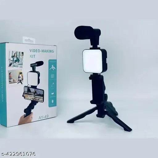 Clairbell ZED_1023_Video Vlogger Kit Microphone LED Fill Light Tripod for Phone Video kit Tripod Kit  (Multicolor, Supports Up to 1000 g